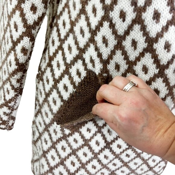 Oriana made in Italy women's cardigan M cream brown wool blend double knit soft - Picture 4 of 8